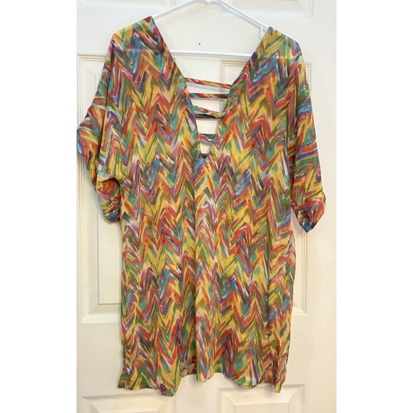 Peppermint Bay Colorful Bathing Swim Suit Cover Coverup Size Small - Picture 2 of 6